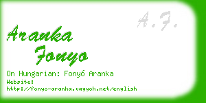 aranka fonyo business card